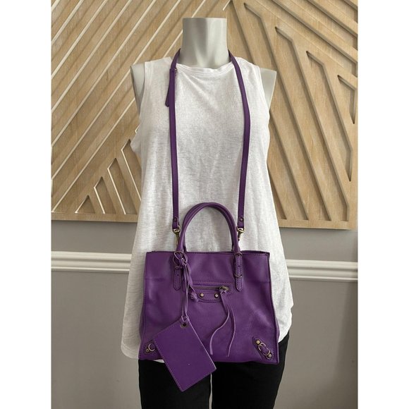 BALENCIAGA Mini Papier A4 Purple Leather Crossbody - Picture 5 of 11